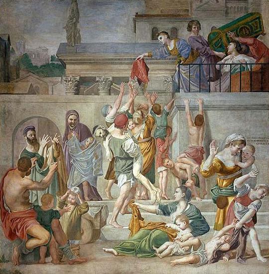 Domenico Zampieri St. Cecilia Distributing Alms, fresco, china oil painting image